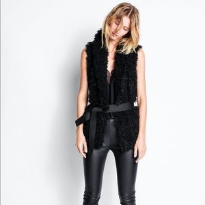 Zadig & Voltaire faux fur black sleeveless jacket